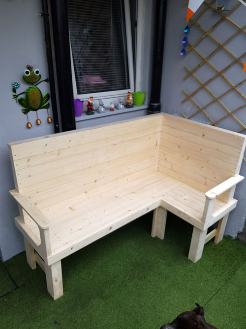 One-off Custom made garden corner bench 