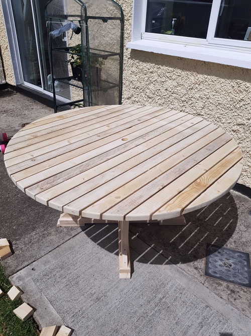 One-off Custom made round garden table 